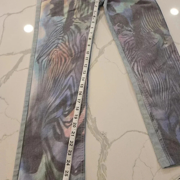 Waggon Paris Abstract Art Low Rise Stretch Straight Leg Jeans Blue Size 29 - Picture 7 of 10